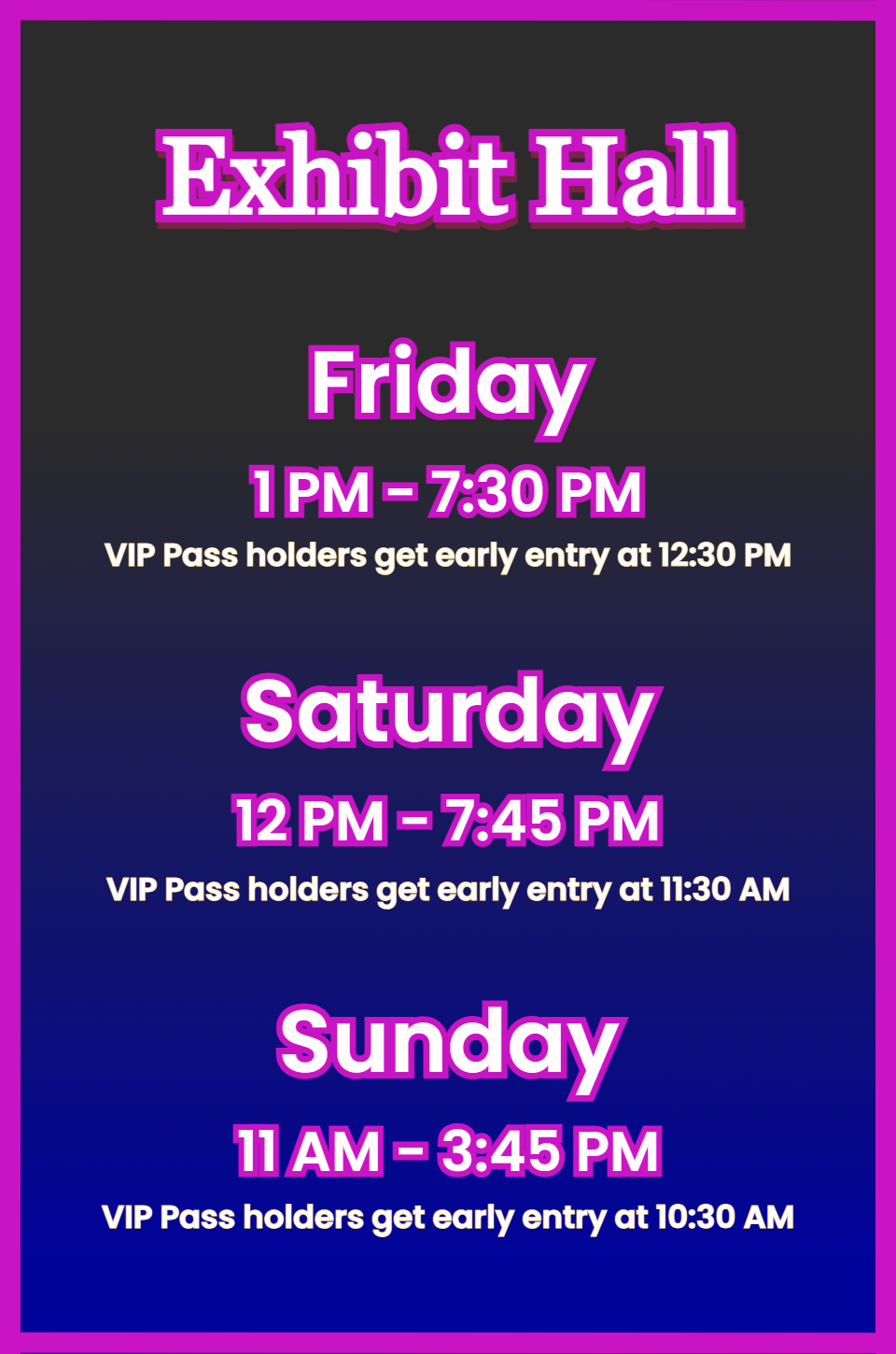 Exhibit Hall Hours 2026